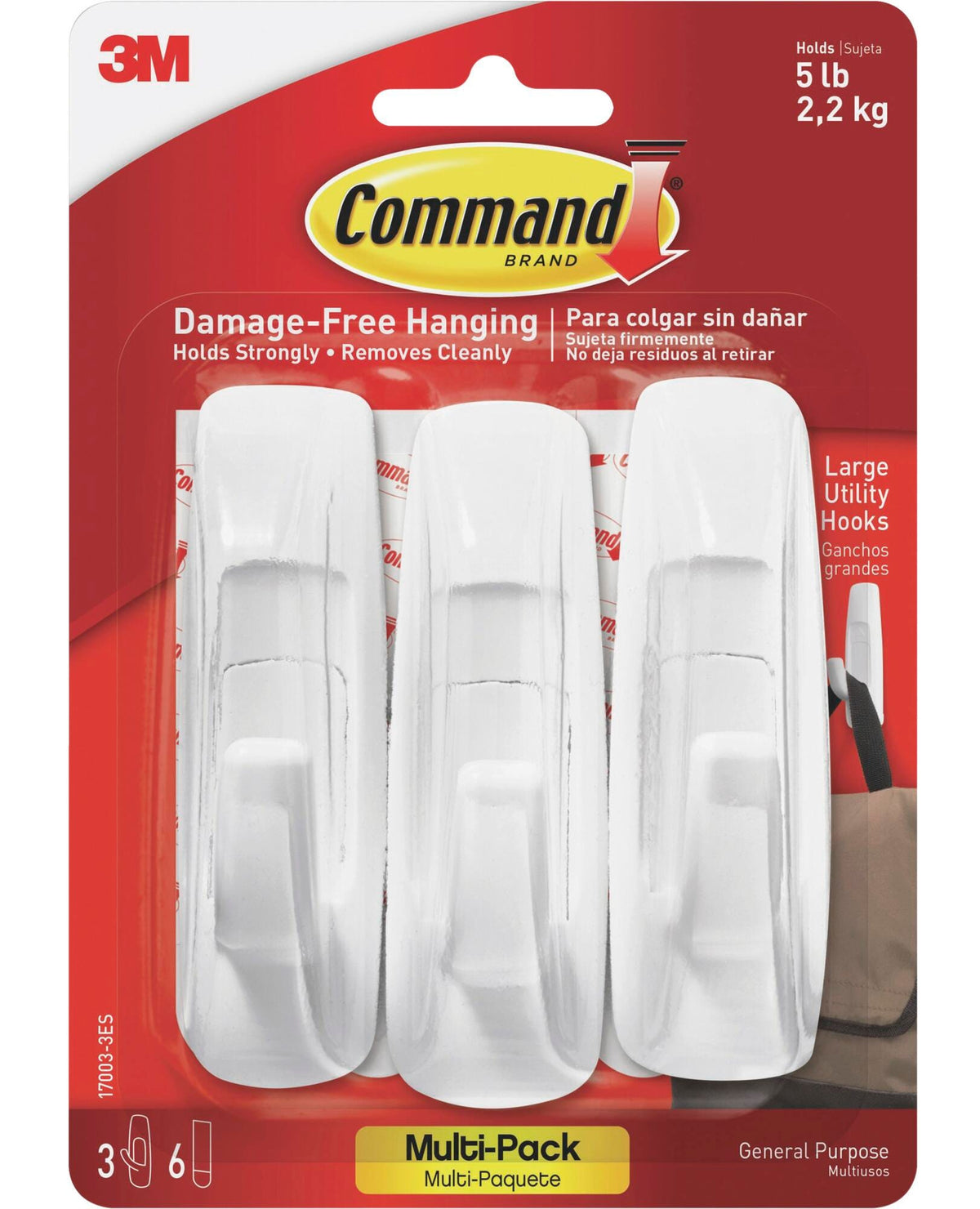 HOOK COMMAND UTILITY LARGE WHITE PACK OF 3