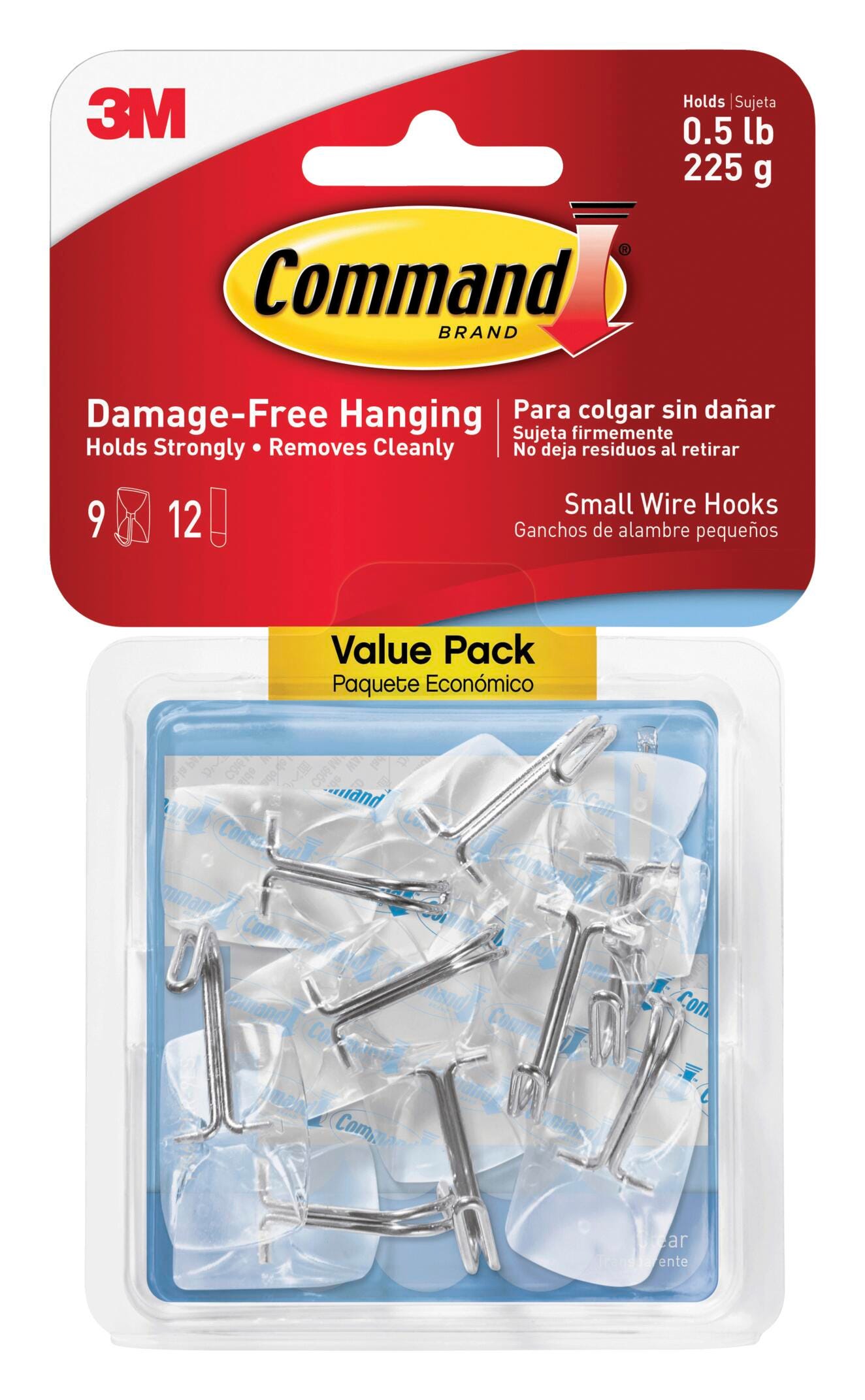 HOOK COMMAND SMALL WIRE CLEAR PACK OF 9