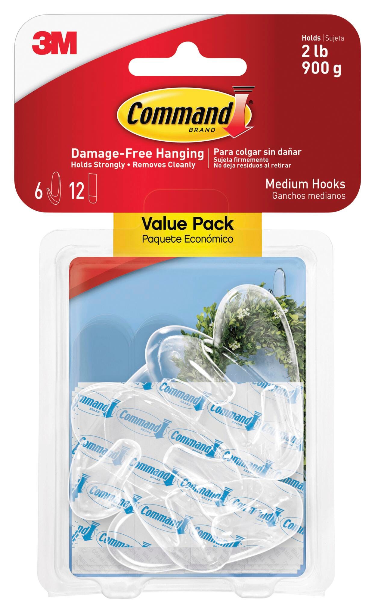 HOOK COMMAND MEDIUM CLEAR PACK OF 12
