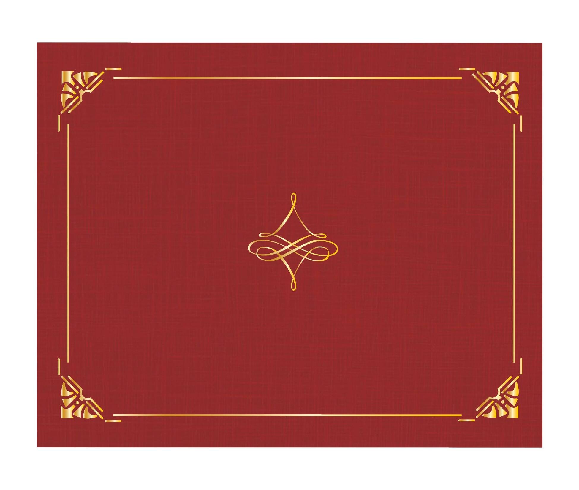 DOCUMENT COVER - ART DECO CORDOVAN LINEN CERTIFICATE COVERS GOLD FOIL 8.75 X11.25 IN - 5 PACK