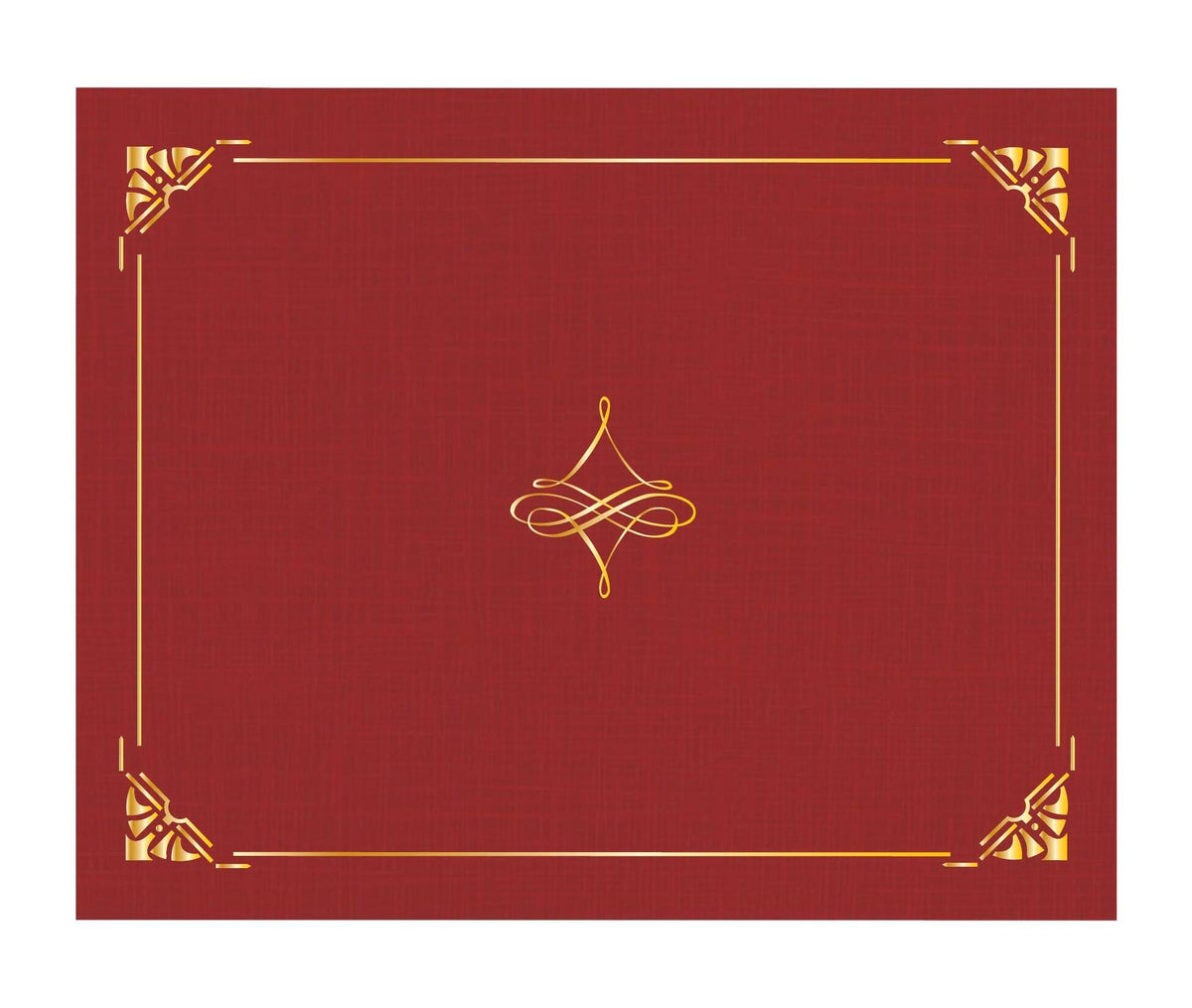 DOCUMENT COVER - ART DECO CORDOVAN LINEN CERTIFICATE COVERS GOLD FOIL 8.75 X11.25 IN - 5 PACK