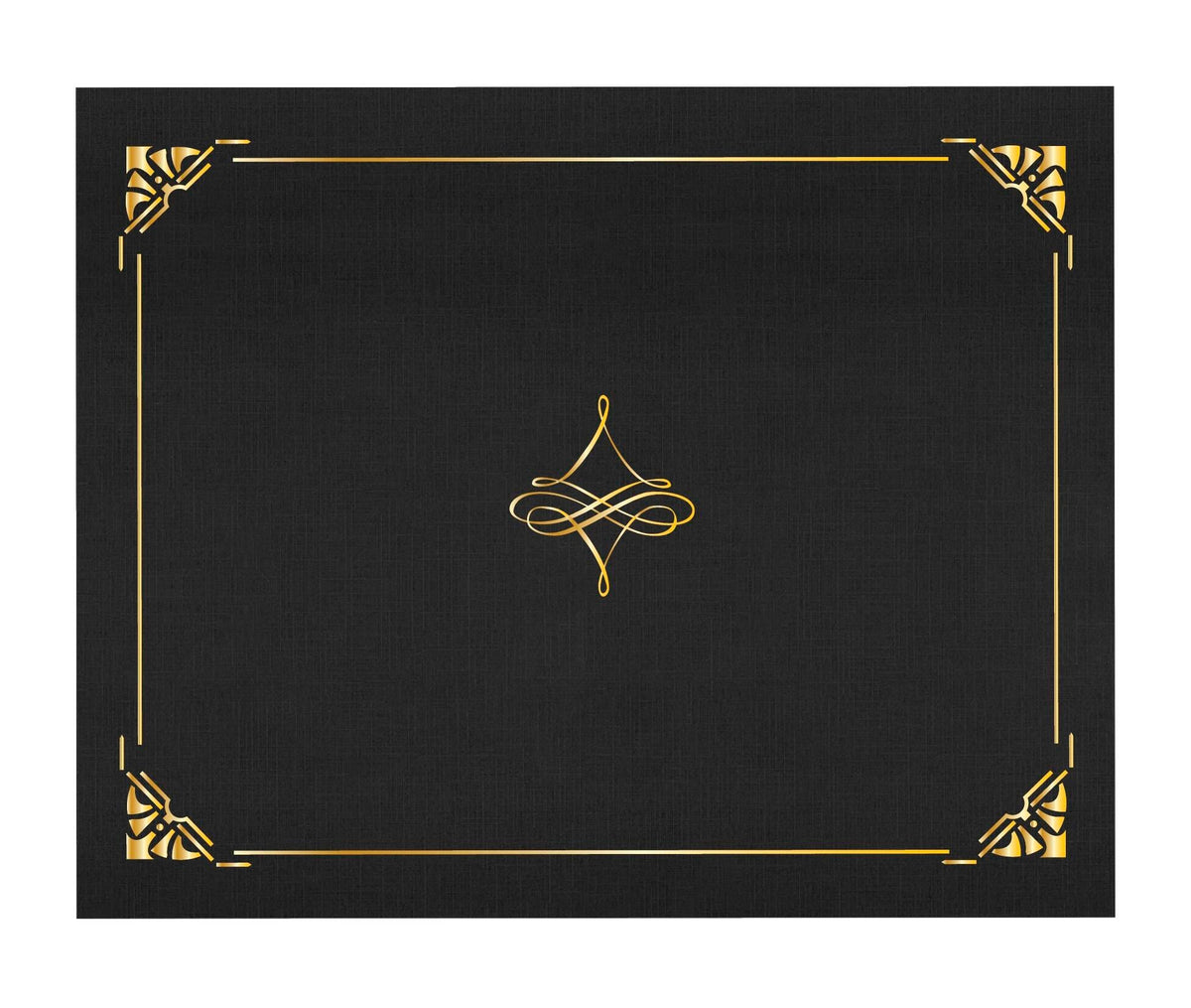 DOCUMENT COVER - ART DECO BLACK LINEN CERTIFICATE COVERS GOLD FOIL 8.75 X11.25 IN - 5 PACK