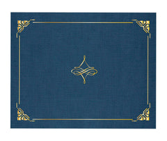 DOCUMENT COVER - ART DECO NAVY BLUE LINEN CERTIFICATE COVERS GOLD FOIL 8.75 X11.25 IN - 5 PACK