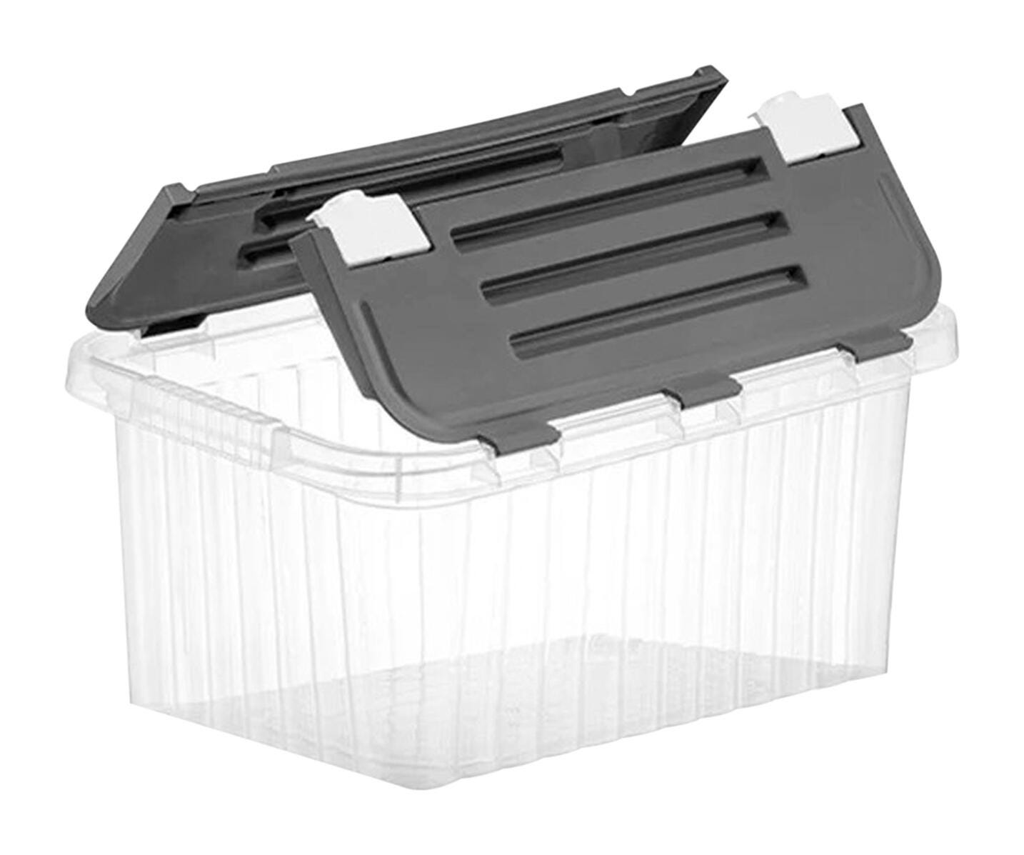 SUPERIO BRAND HINGED LID STORAGE BIN - 35 QT - CLEAR - EACH