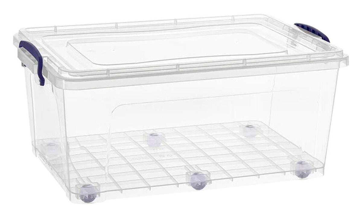 SUPERIO BRAND WHEELED STORAGE BIN - 32 QT - CLEAR - EACH