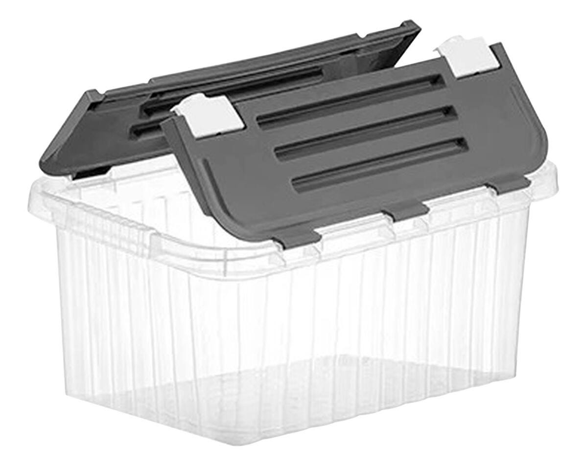 SUPERIO BRAND HINGED LID STORAGE BIN - 10 QT - CLEAR - EACH