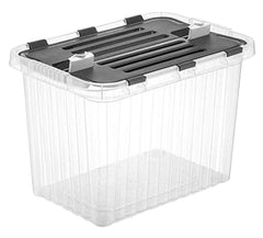 SUPERIO BRAND HINGED LID STORAGE BIN - 16 QT - CLEAR - EACH