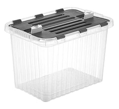 SUPERIO BRAND HINGED LID STORAGE BIN - 50 QT - CLEAR - EACH