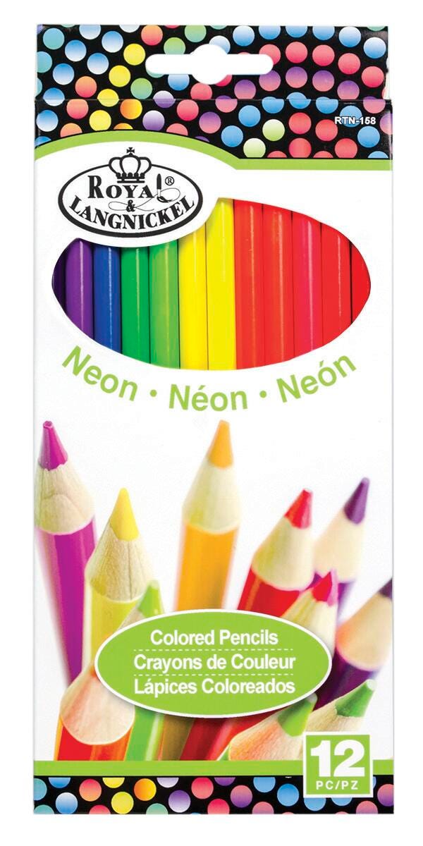 PENCILS COLORED ROYAL ASST NEON SET OF 12