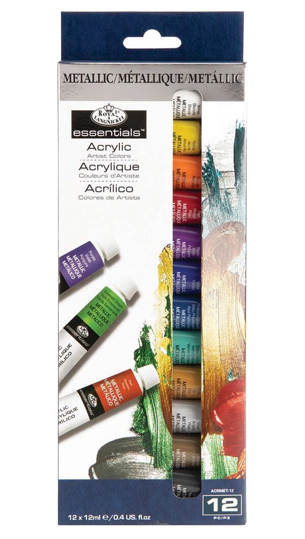 PAINT ACRYLIC ROYAL ESSENTIALS METALLIC 0.4 OZ SET OF 12