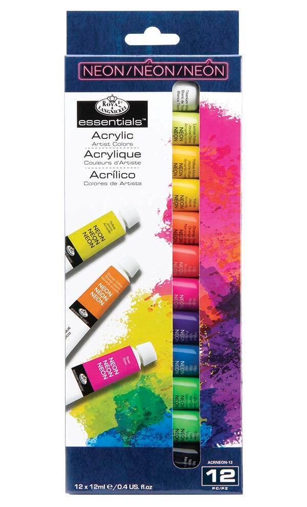 PAINT ACRYLIC ROYAL ESSENTIALS NEON 0.4 OZ SET OF 12