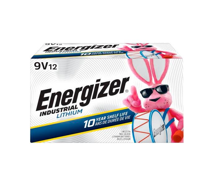BATTERY - ENERGIZER INDUSTRIAL LITHIUM 9V BATTERY - PACK OF 12