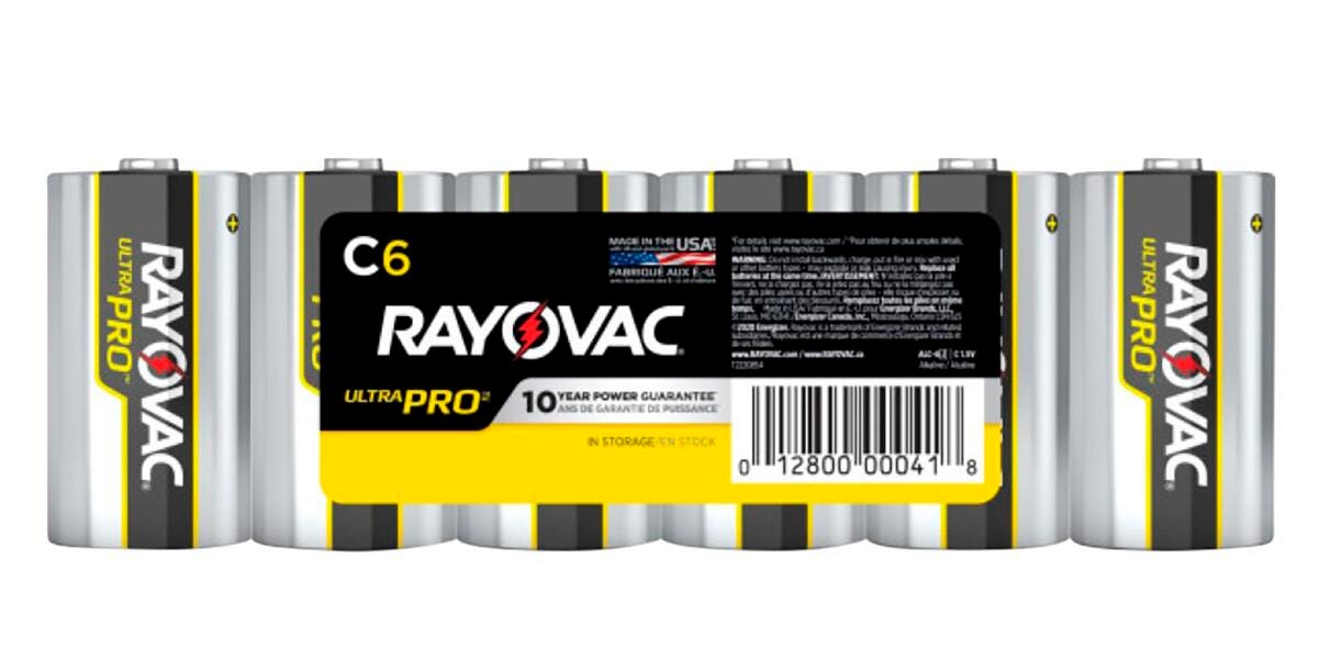 RAYOVAC ULTRA PRO ALKALINE C BATTERIES - 6 PACK