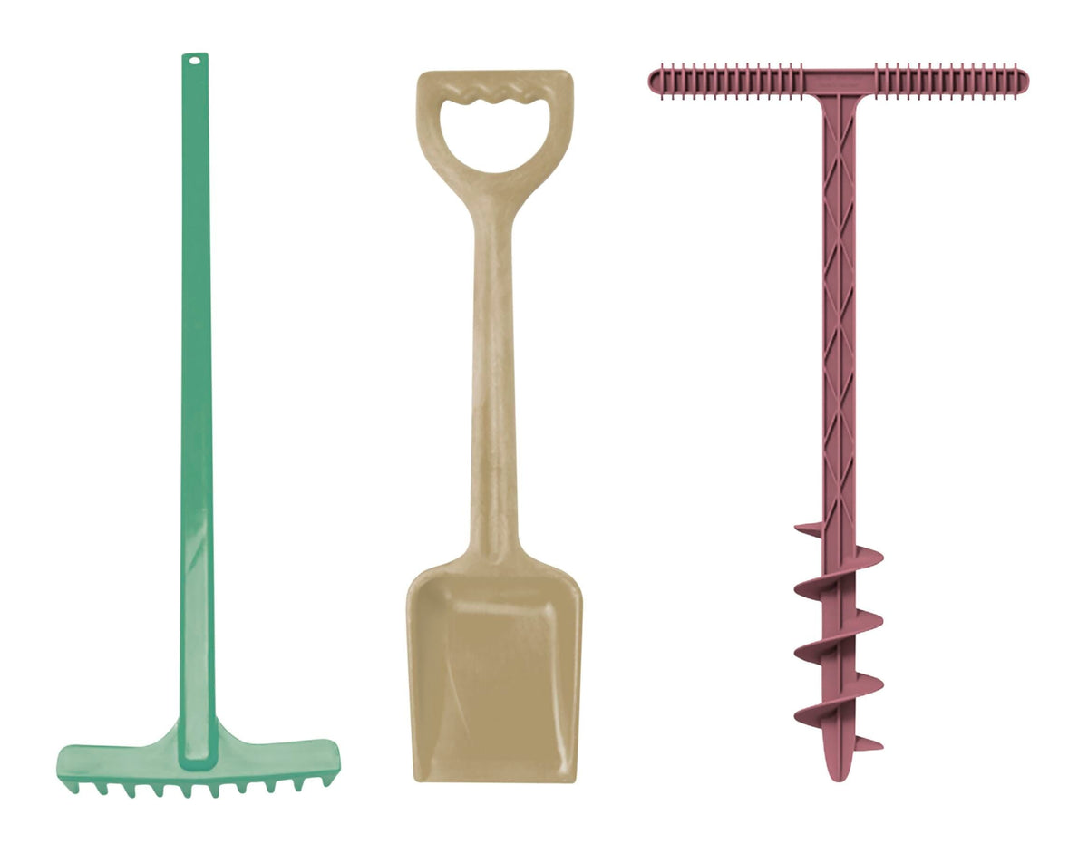 BLUE MARINE TOYS SAND DRILL SHOVEL AND RAKE SET