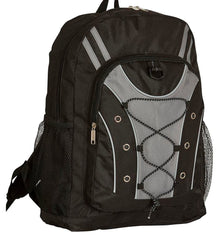 BACKPACK MULTI-POCKET WITH BUNGEE DESIGN - 6 IN X 12 IN X 17 IN - GRAY