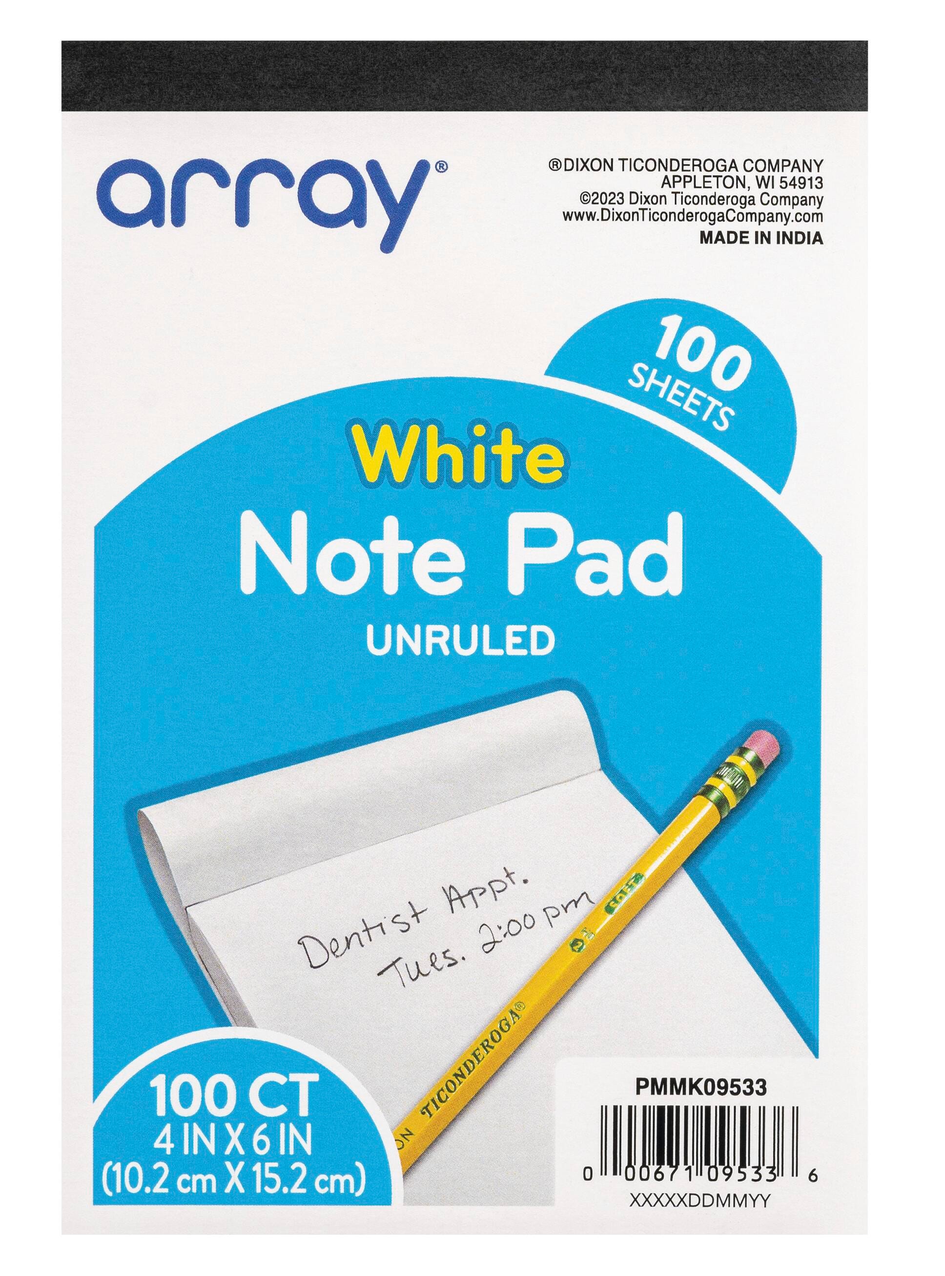 PAPER NOTEPAD 4 X 6 IN WHITE 100 SHT