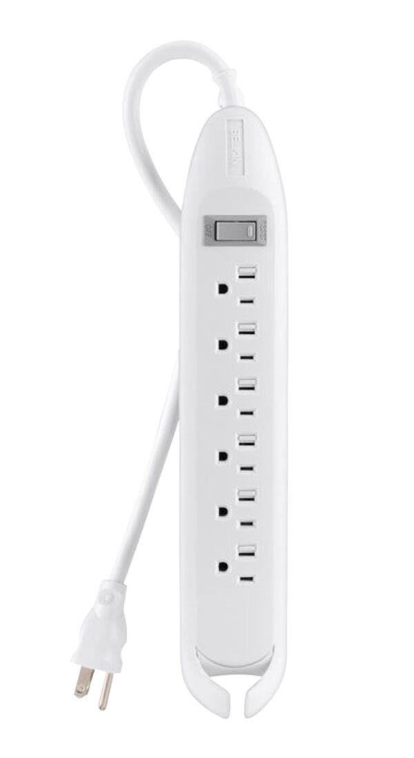 POWER STRIP 6 OUTLET W/SLIDING COVERS 12FT PUTTY