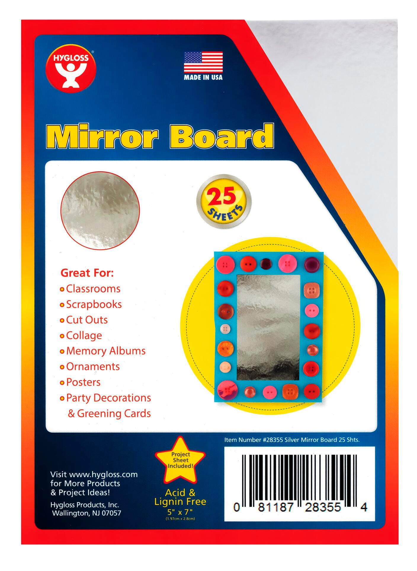 BOARD MIRROR 5 X 7IN 25 SHT