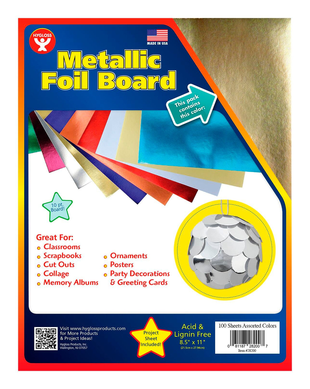 BOARD FOIL 8-1/2 X 11 IN ASST COLOR 100 SHT