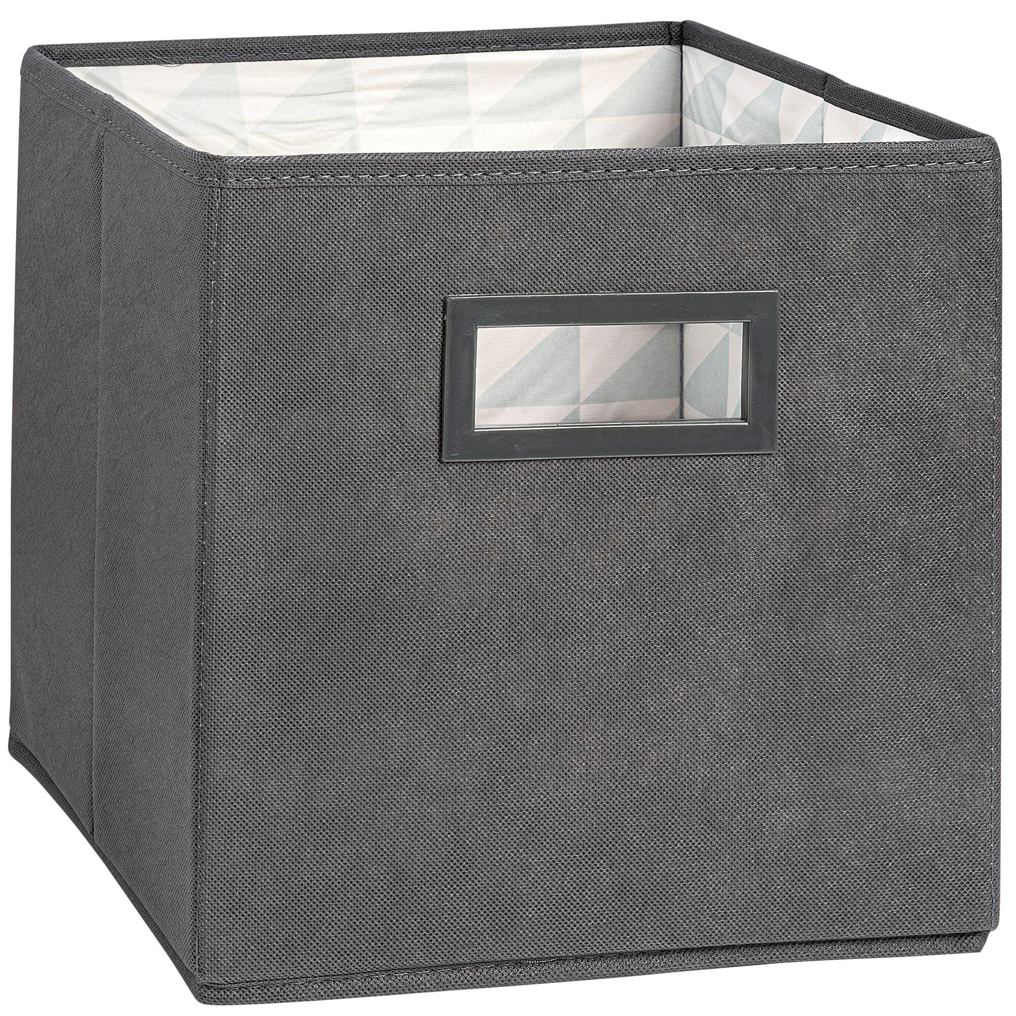 COLLAPSIBLE FABRIC BIN WITH HANDLE 11 IN - GREY