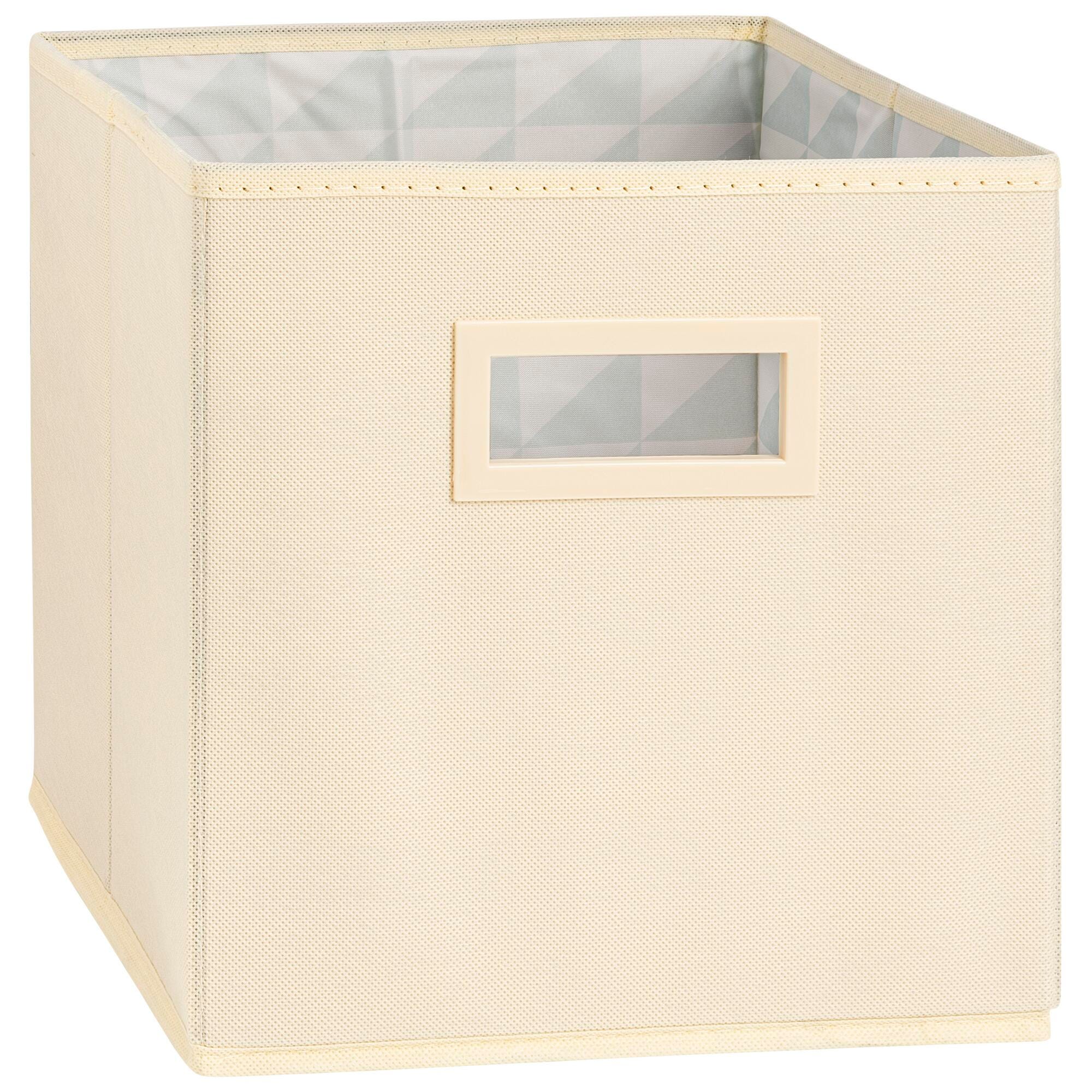 COLLAPSIBLE FABRIC BIN WITH HANDLE 11 IN - IVORY