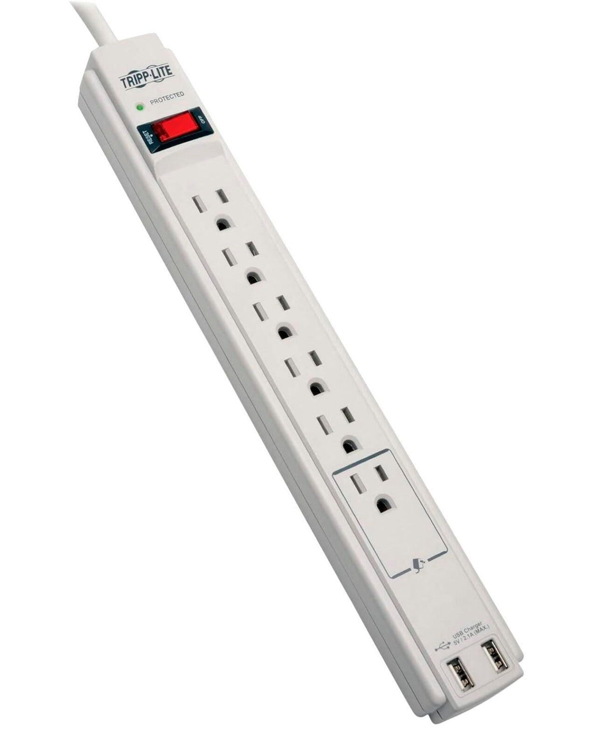 SURGE PROTECTOR 6 OUTLET 6 FT CORD WHITE TRPTLP606USB