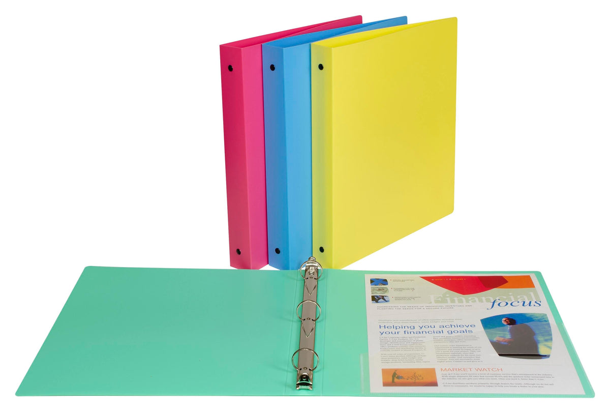 BINDER POLY 1 IN NON-VIEW ROUND RING ASST COLOR