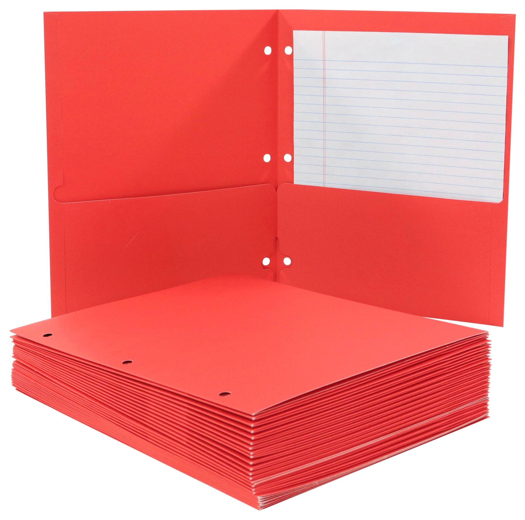FOLDER 2-POCKET 3HP RED PACK OF 25 - SCHOOL SMART