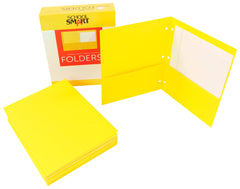 FOLDER 2-POCKET 3HP YELLOW PACK OF 25 - SCHOOL SMART