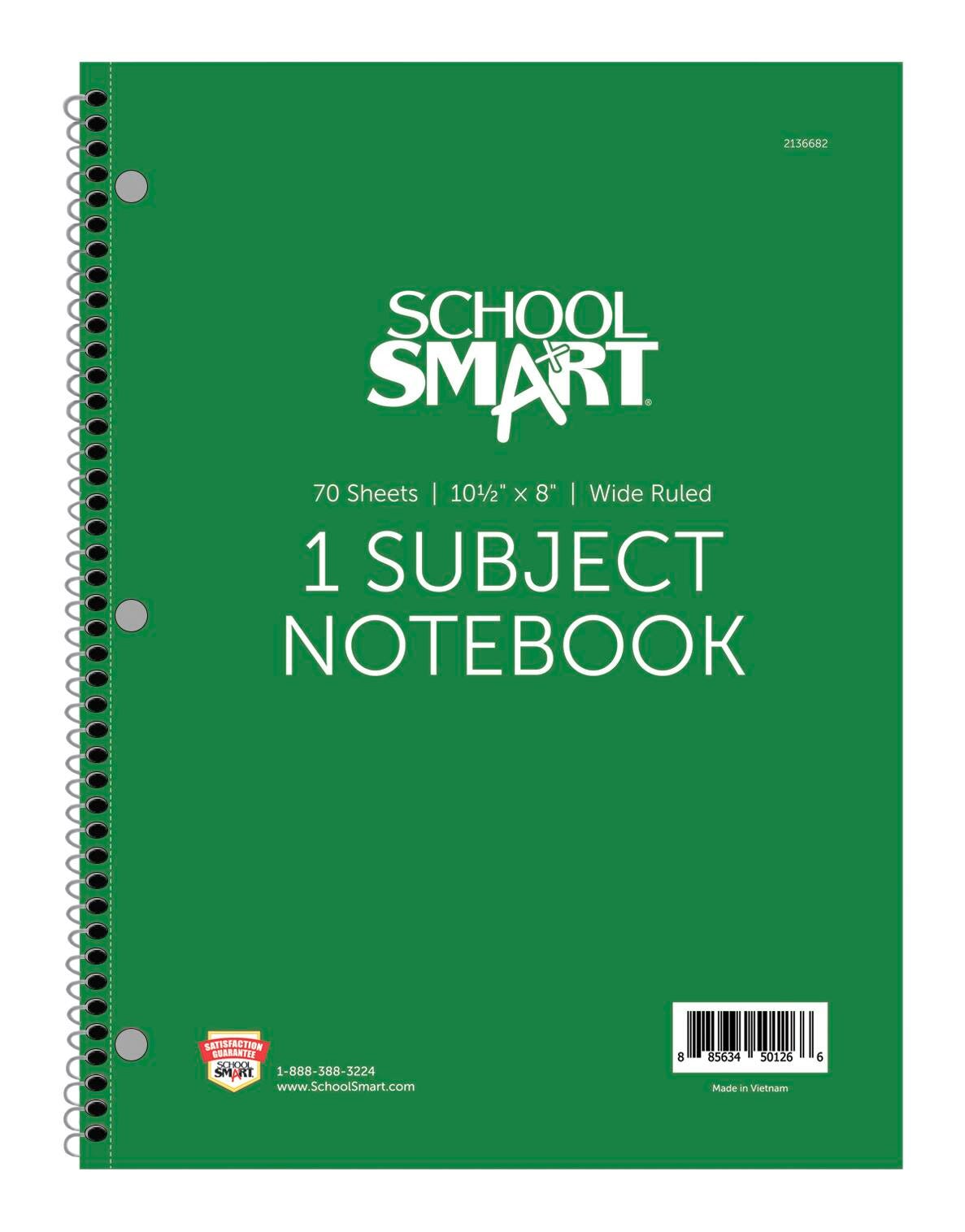 NOTEBOOK SPIRAL WR 10.5 X 8 70 SHEETS PERFORATED GREEN - EACH