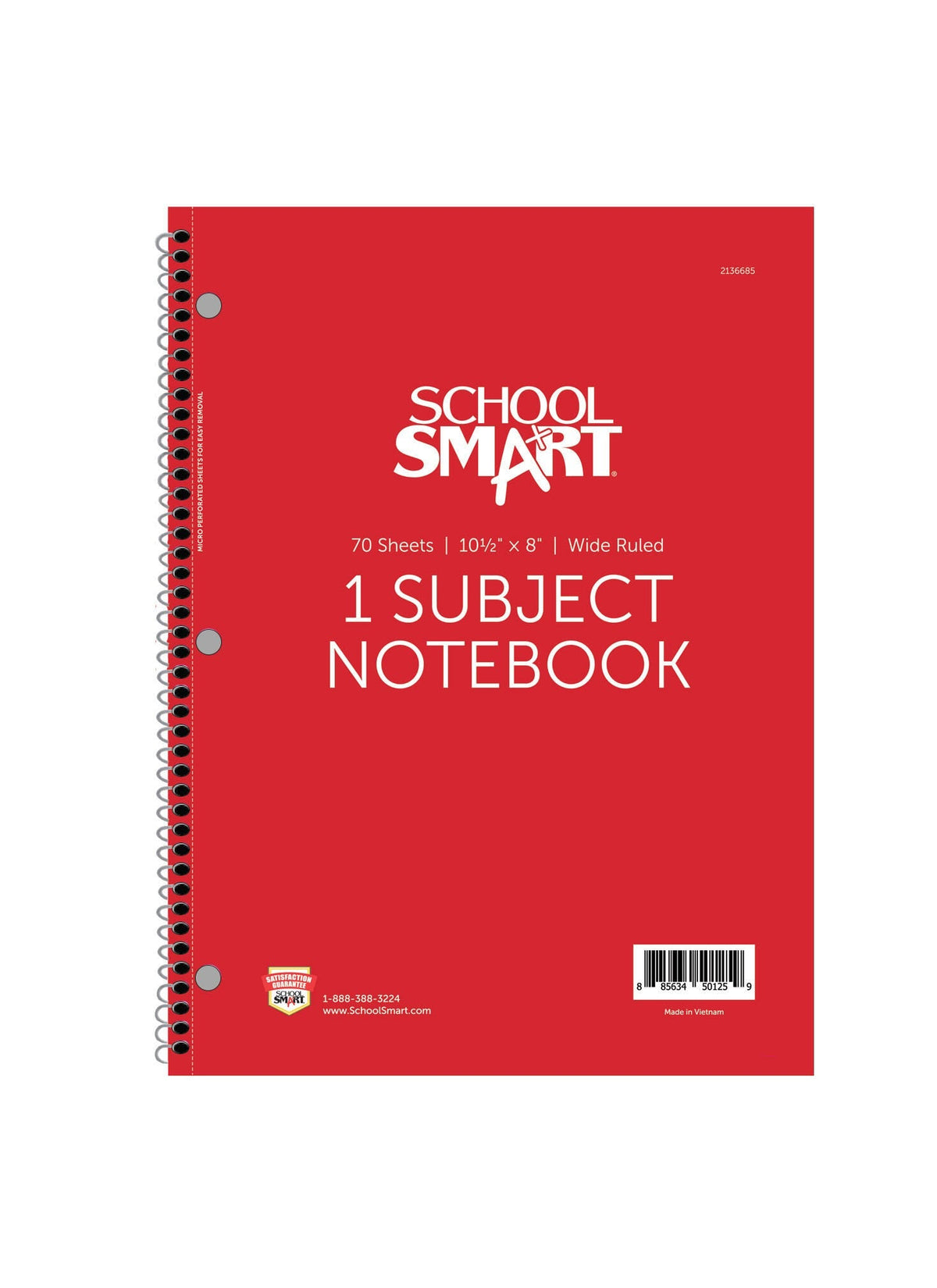 NOTEBOOK SPIRAL WR 10.5 X 8 70 SHEETS PERFORATED RED - EACH
