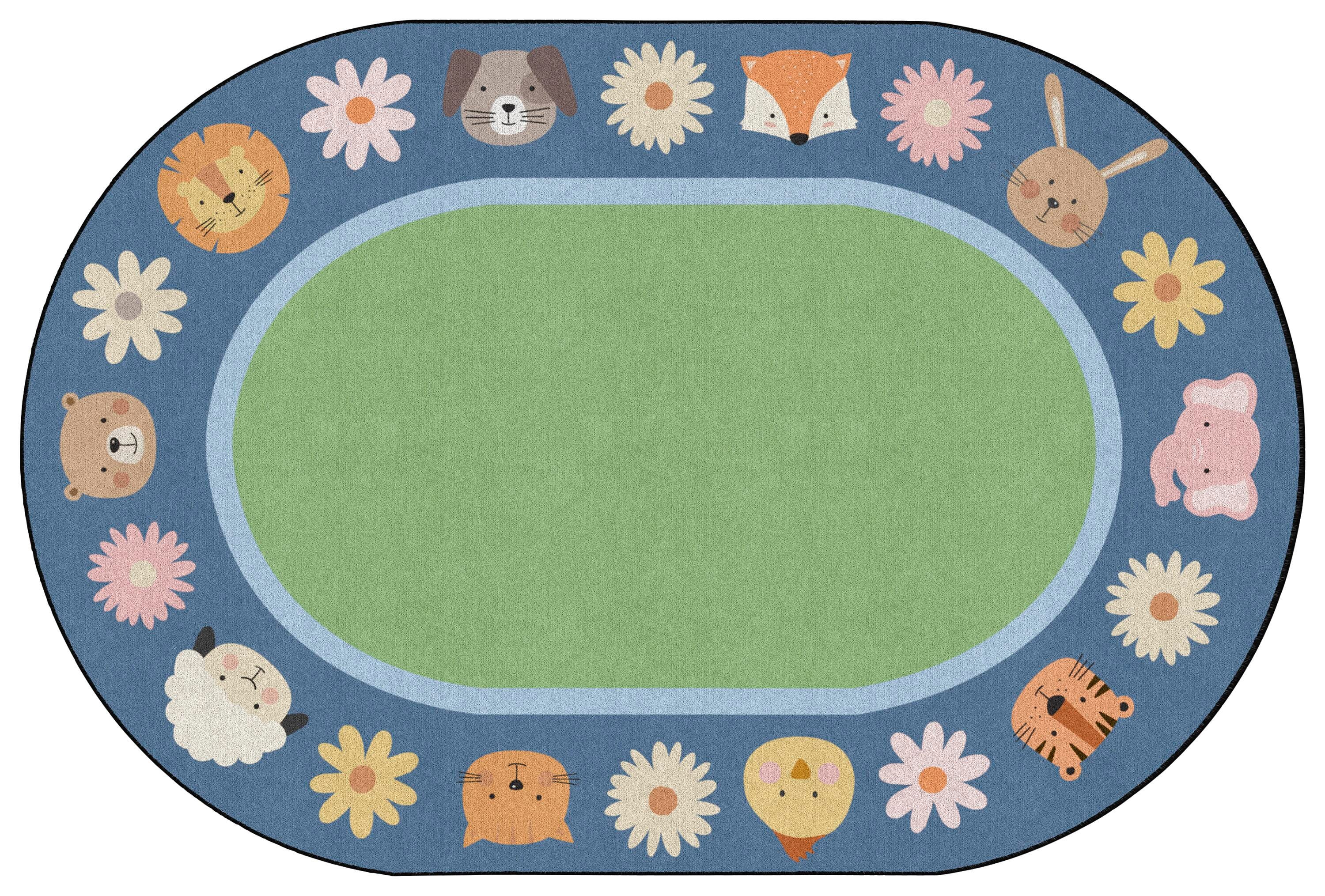 CHILDCRAFT - CARPETS - ANIMAL FRIENDS BORDER - OVAL - 6 FT X 9 FT