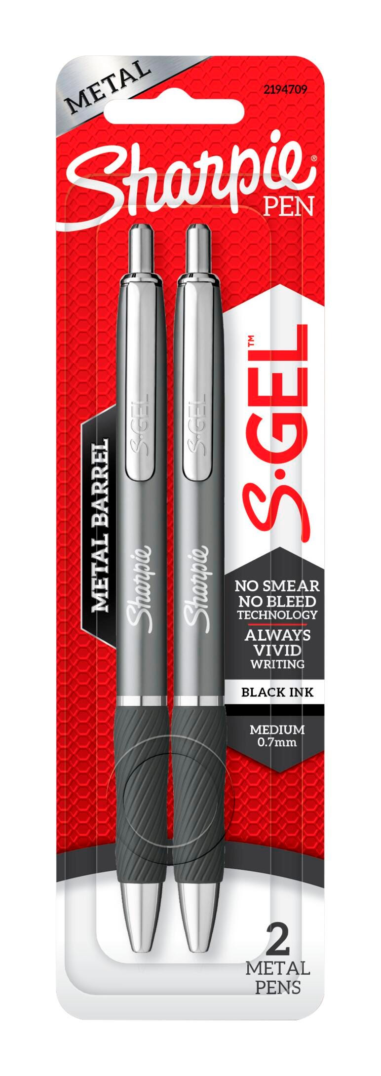PEN SHARPIE GEL 0.7 MM GUN METAL BARREL BLACK INK PK OF 2