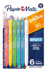 PEN PAPERMATE INKJOY GEL BRIGHT RT 0.7 MM 6 COUNT SET OF ASSORTED COLORS