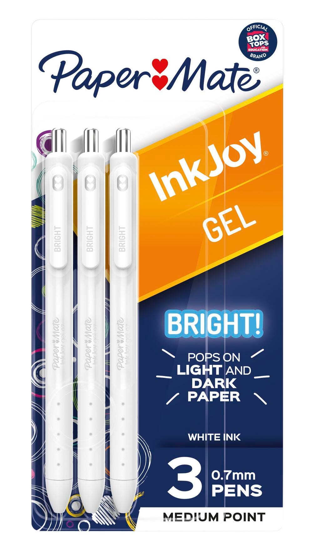 PEN PAPERMATE INKJOY GEL BRIGHT RT 0.7 MM 3 COUNT SET OF WHITE
