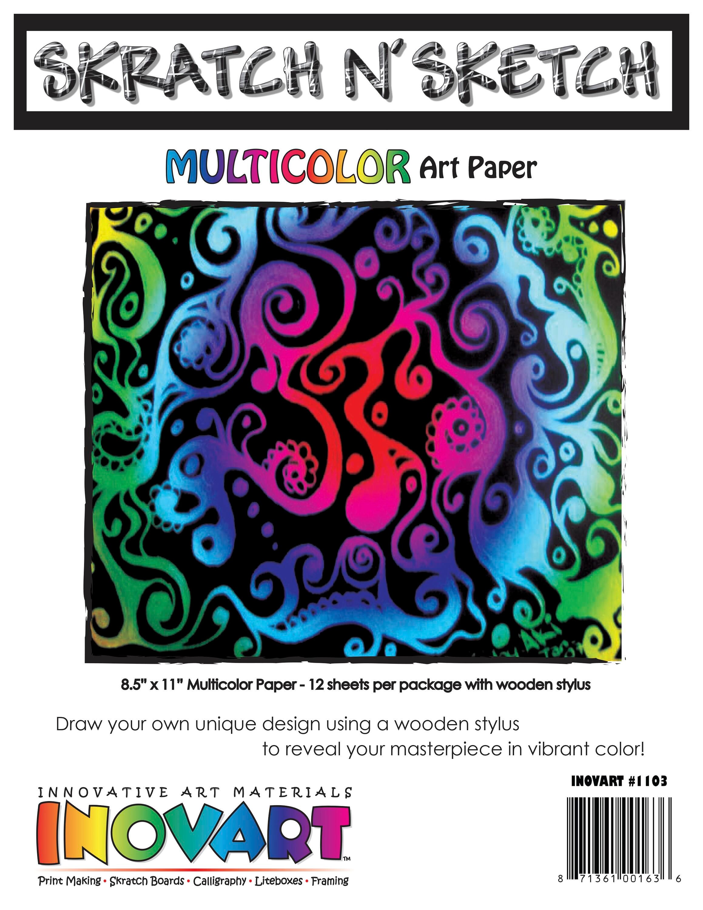 PAPER SKRATCH 8.5 X 11 MULTICOLOR W STYLUS 12 SHEETS