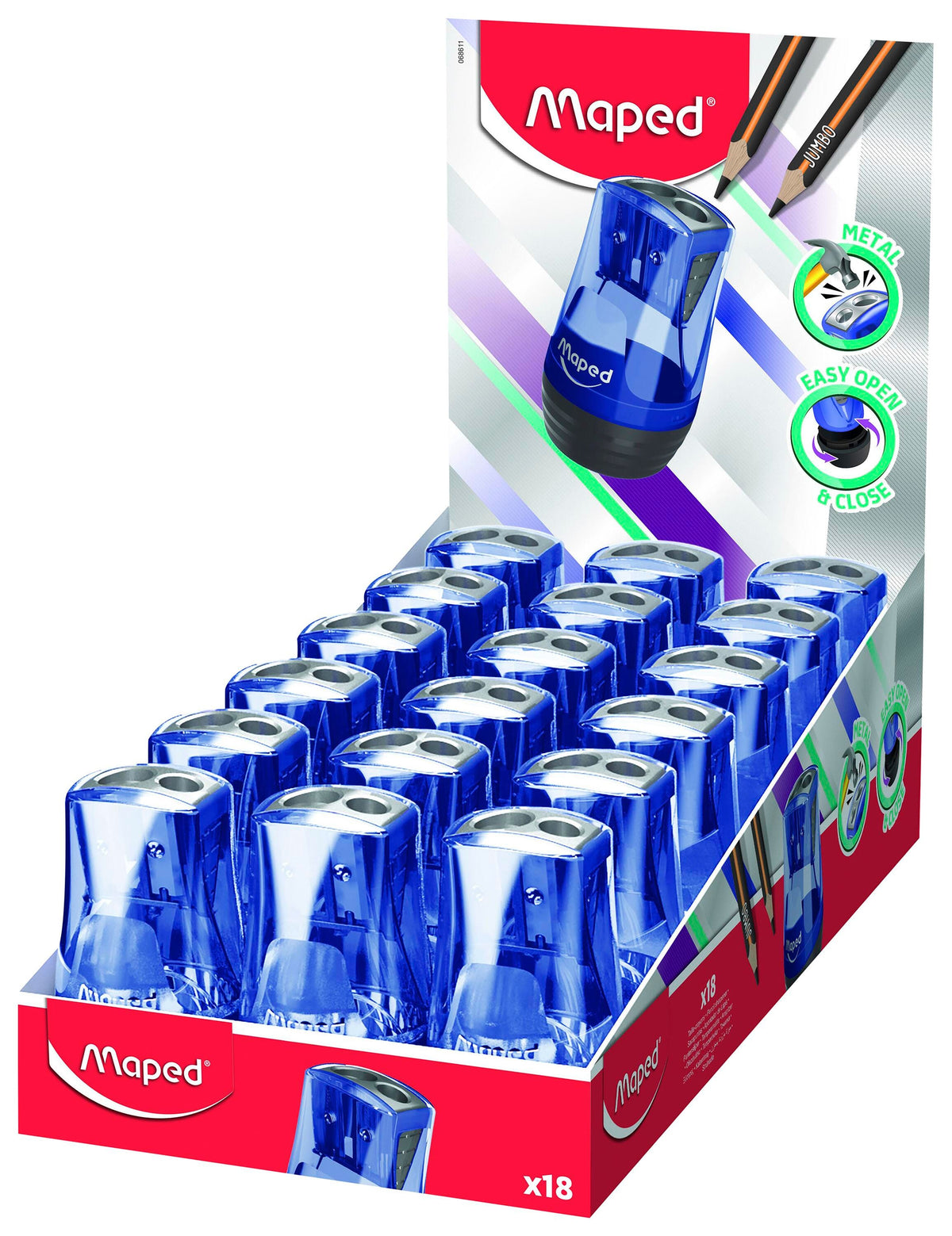 MAPED 2-HOLE TONIC METAL PENCIL SHARPENERS - PACK OF 18