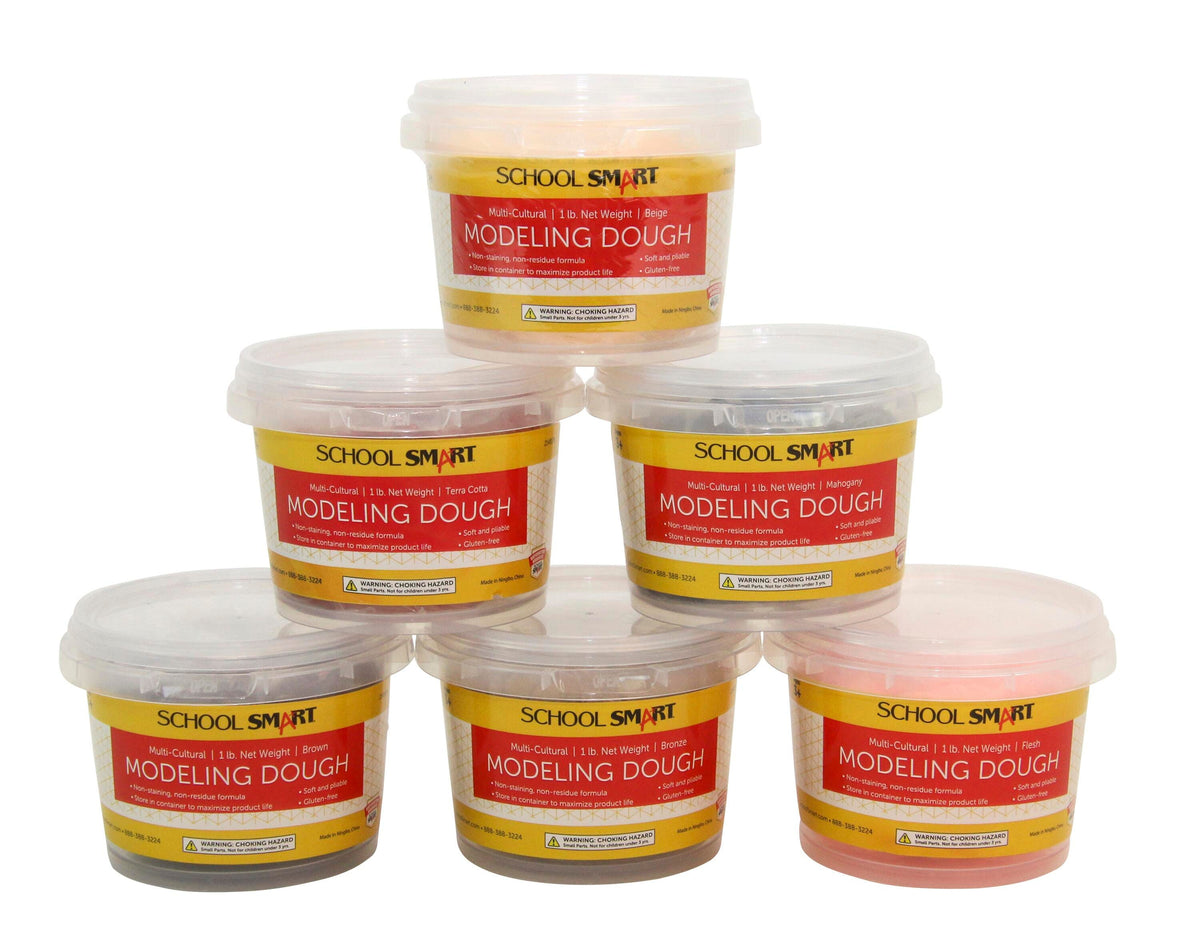 DOUGH MODELING SCHOOL SMART 1 LB ASSORTED MULTI-CULTURAL SET OF 6