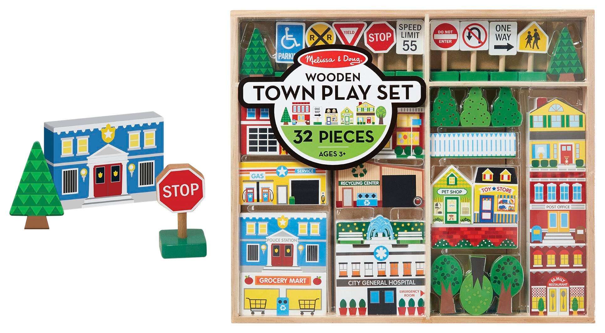 WOODEN TOWN PLAY SET OF 32 - DS