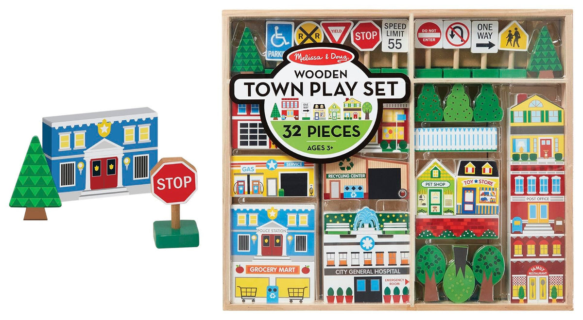WOODEN TOWN PLAY SET OF 32 - DS