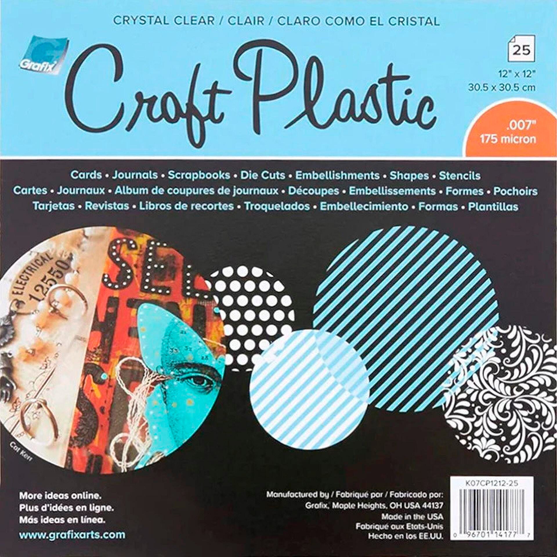 PLASTIC CRAFT 12X12 INCH .007 THICK CLEAR PK OF 25
