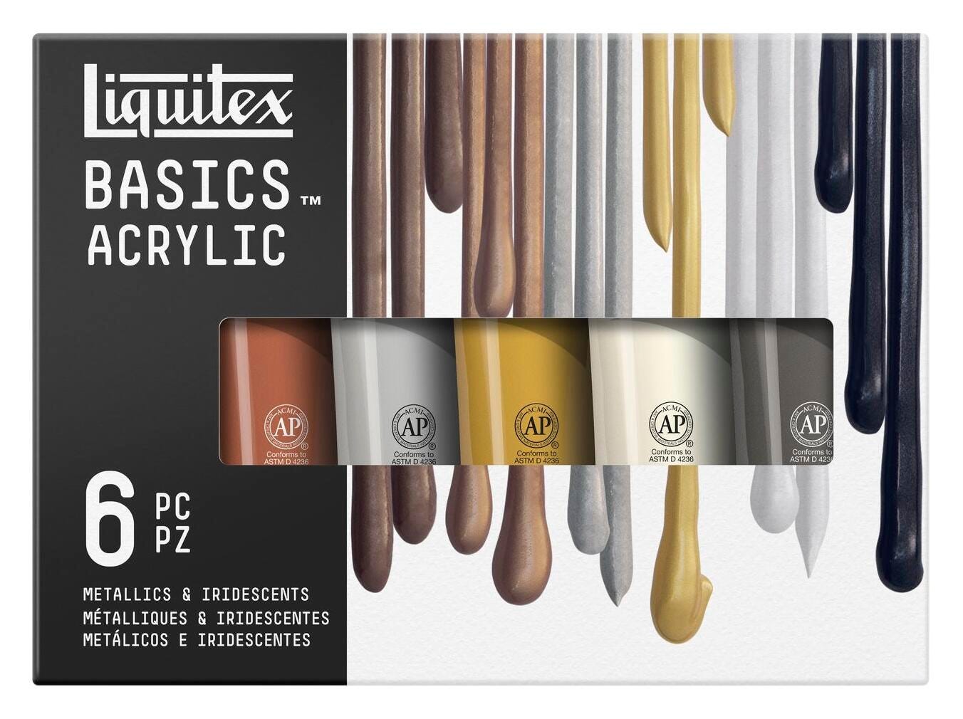 LIQUITEX BASICS METALLICS IRIDESCENTS 6 PIECE SET