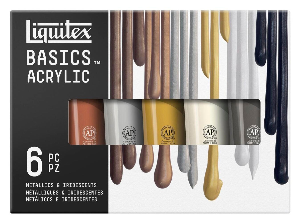 LIQUITEX BASICS METALLICS IRIDESCENTS 6 PIECE SET