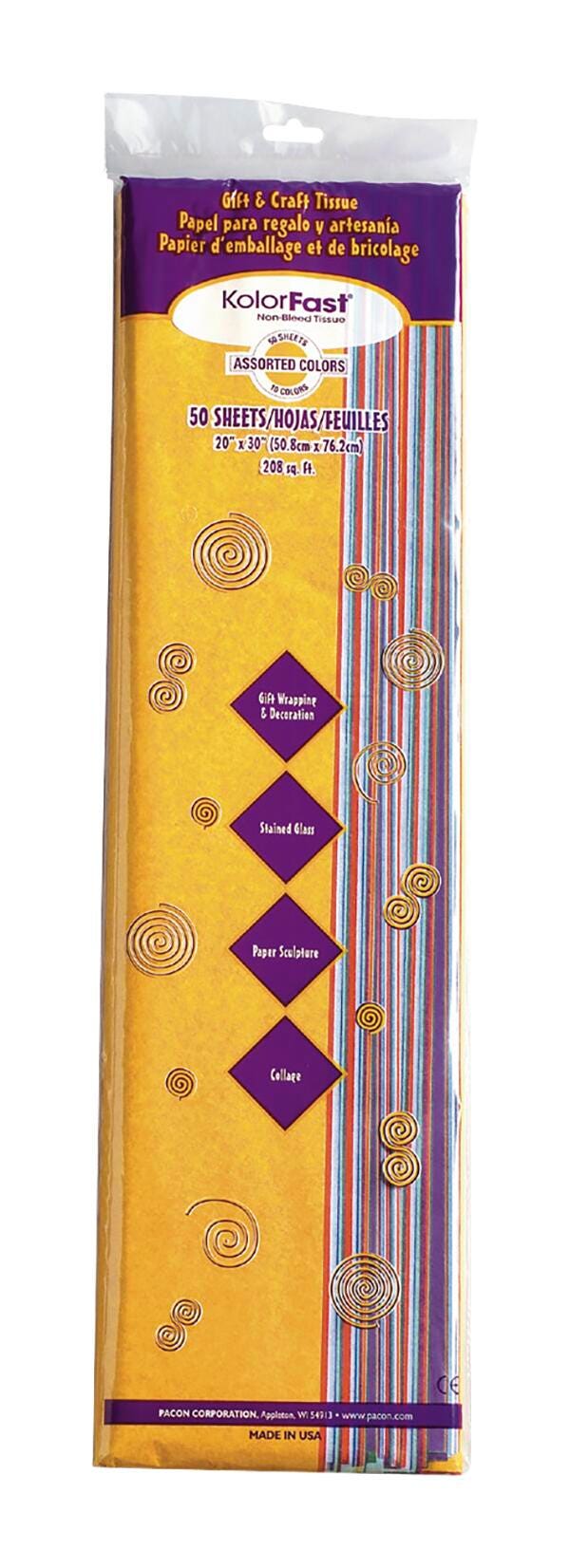 TISSUE KOLORFAST 20X30 ASST COLORS PK OF 50