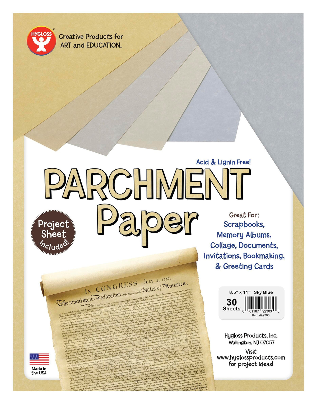 PAPER PRCHMNT 8 1/2 X 11 IN SKY BL 30 SHEETS