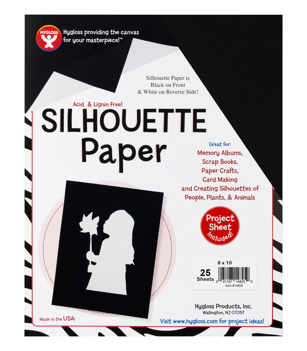 PAPER SILHOUETTE 8 X 10 IN BLK 25 SHEETS