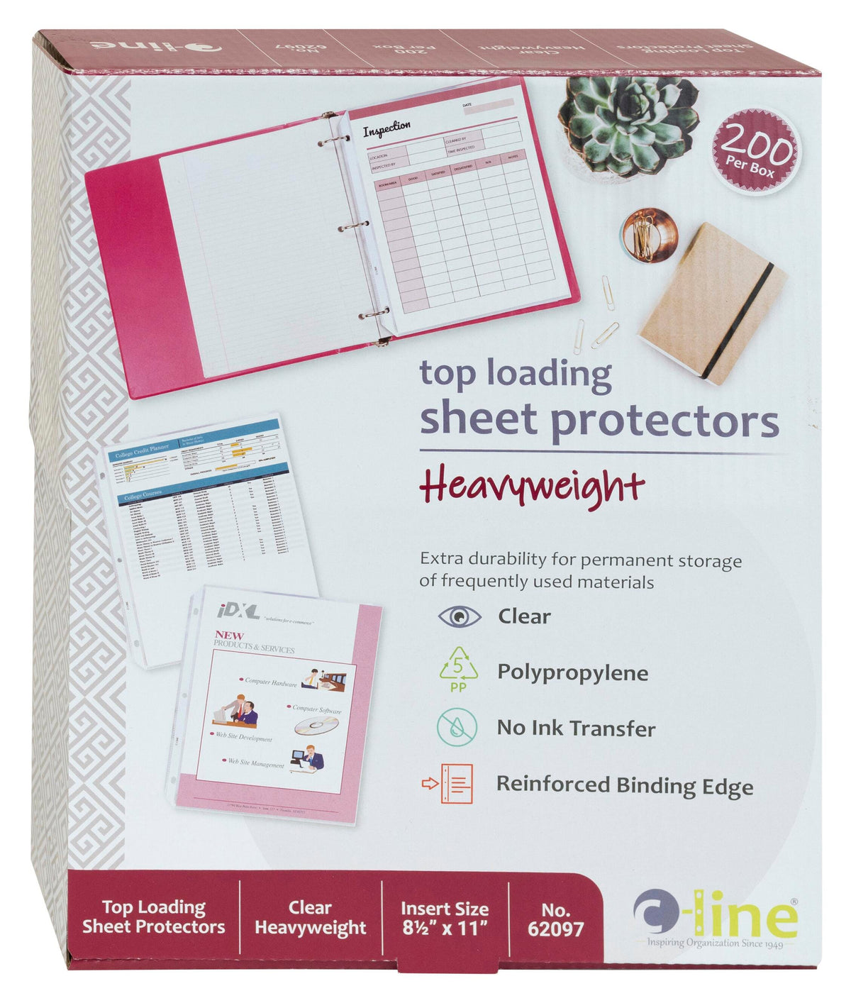 SHEET PROTECTOR HEAVYWEIGHT 8.5X11 IN CLEAR PK OF 200