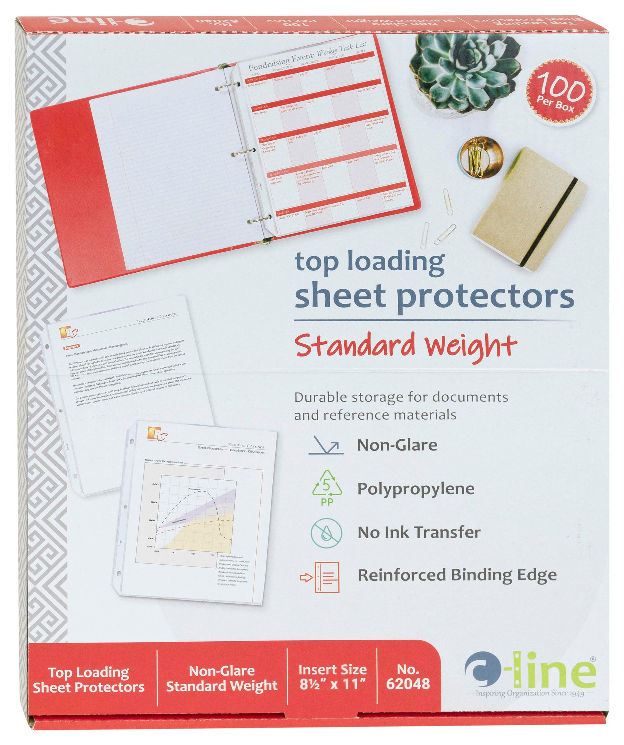 SHEET PROTECTOR STANDARD WEIGHT 8.5X11 IN NONGLARE PK OF 100