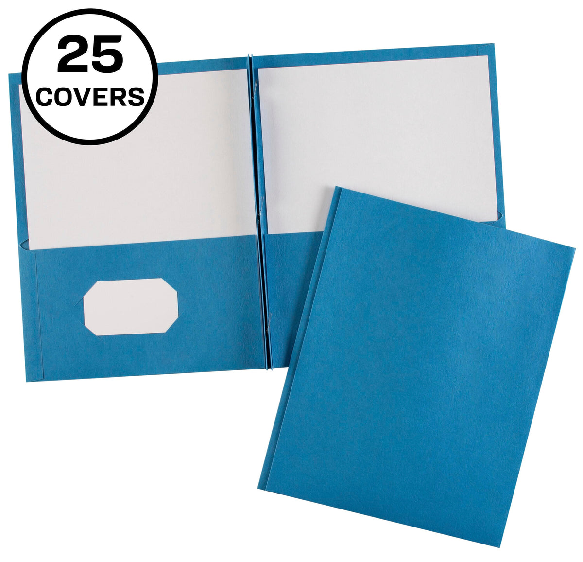 FOLDER 2-POCKET W/FASTENER 70 SHT CAP LT BLUE PK OF 25