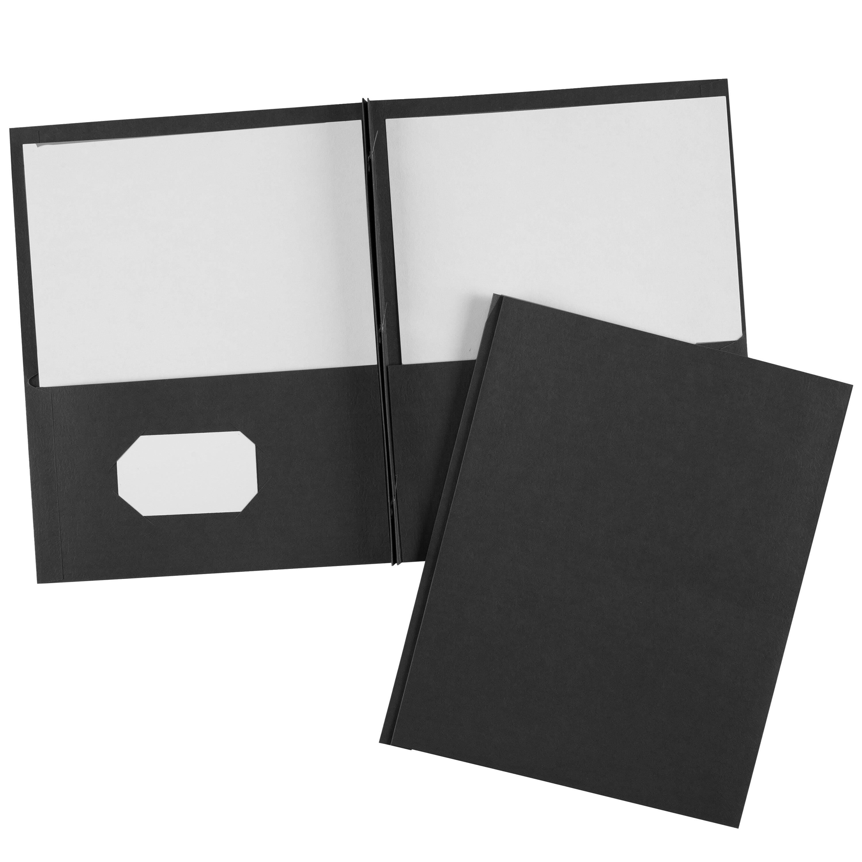FOLDER 2-POCKET W/FASTENER 70 SHT CAP BLACK PK OF 25